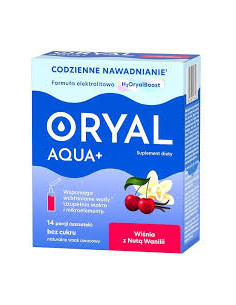 Oryal Aqua + o smaku wiśni z nutą wanilii, proszek w saszetach, 14szt