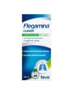 Flegamina, syrop bez cukru o smaku miętowym, 200 ml
