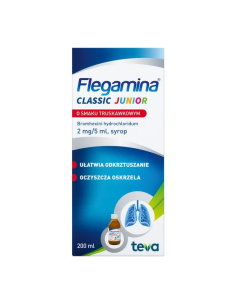 Flegamina Junior 2 mg/5 ml, syrop o smaku truskawki, 200 ml